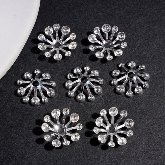 Silver Flower Shape Alloy Bead Cages, Metal Bead Caps (They Fit 20MM Beads)