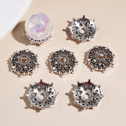Bead Cages Eight-Cornered Texture, Gun Black Alloy Bead Cap (They Fit 20MM Beads)