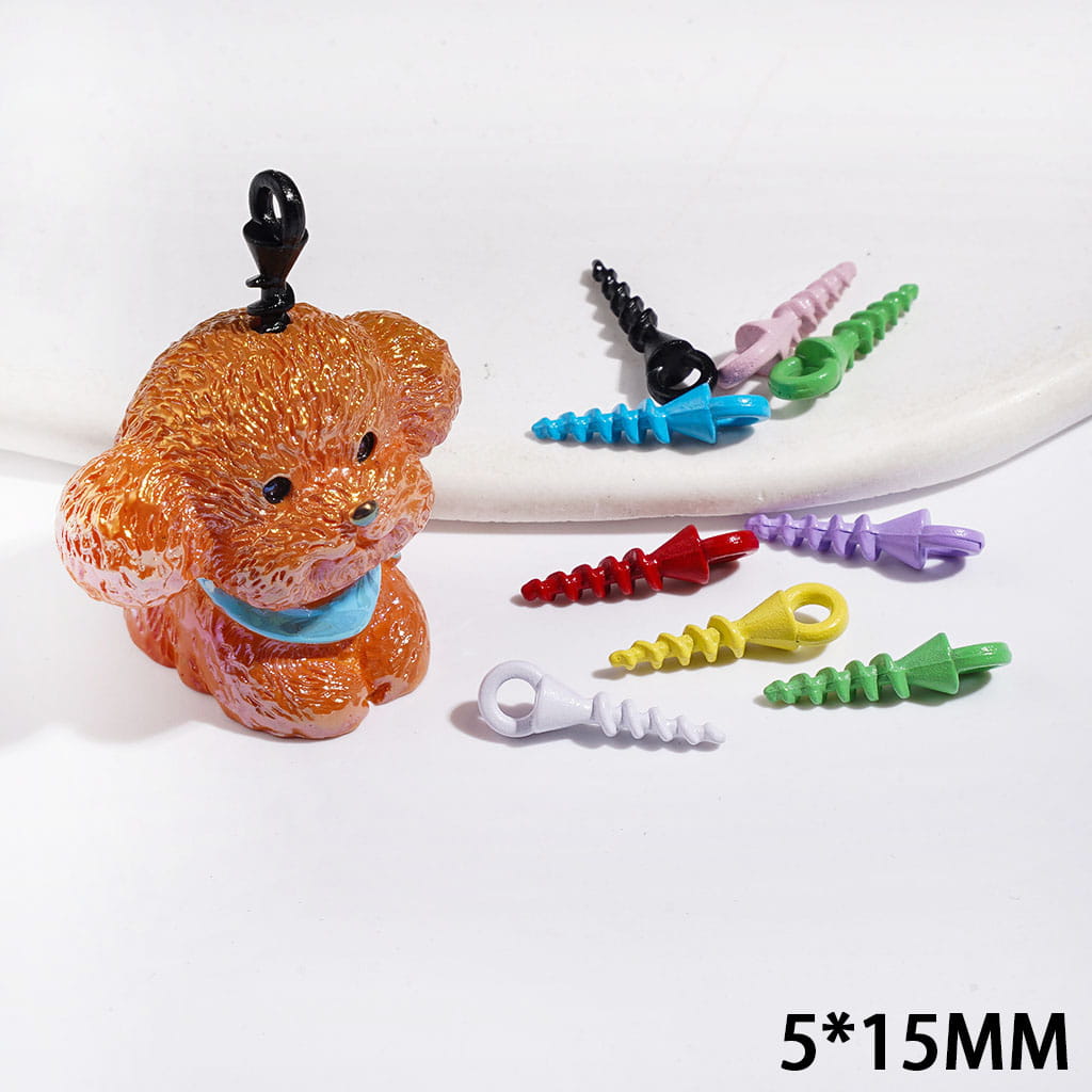 Multi-Color Metal Eye Screws for Self-Tapping Jewelry Craft Accessories Charm & Pendant, 5*15MM Random Mix Multi-Color (Don't Include Dog)