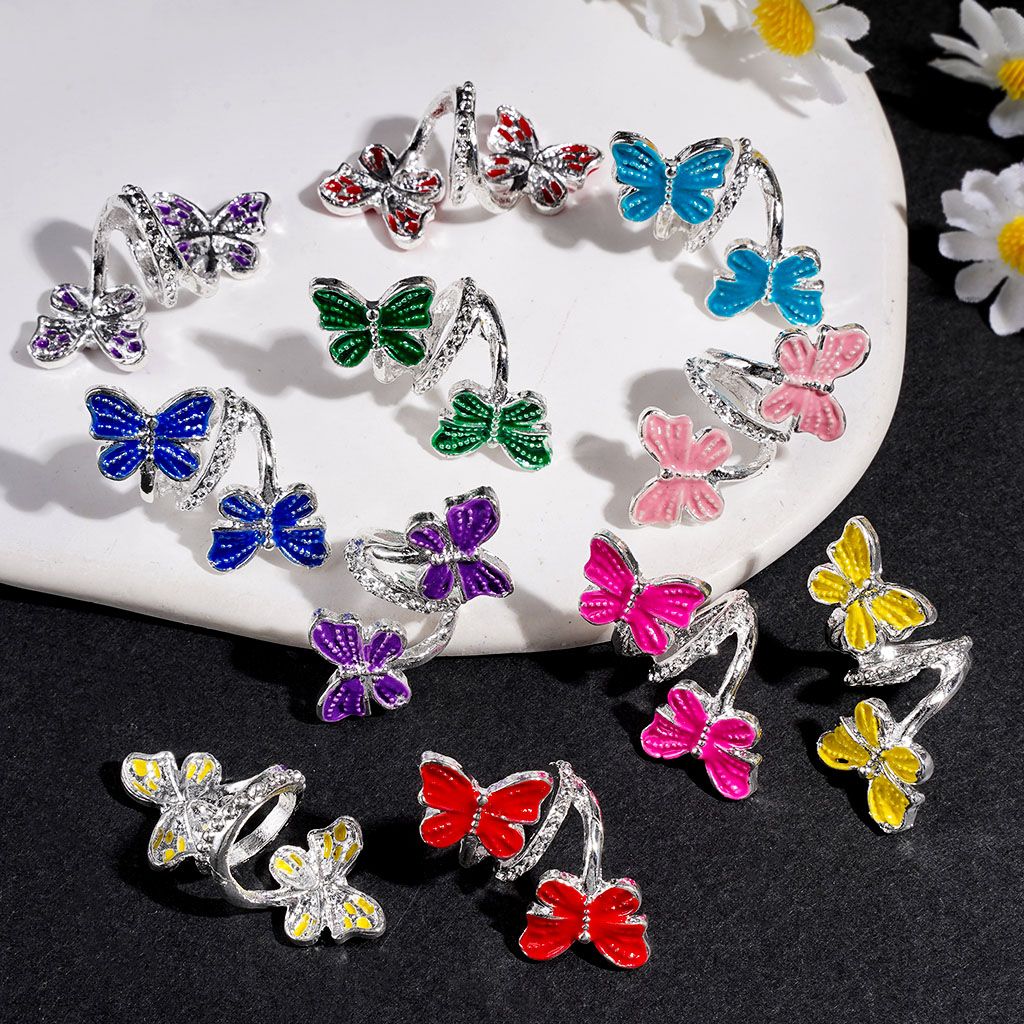 Whimsical Double Butterfly Twisted Spiral Metal Bead Cage & Cap, Large Hole Jewelry Accessory, Multi-Color Random Mix
