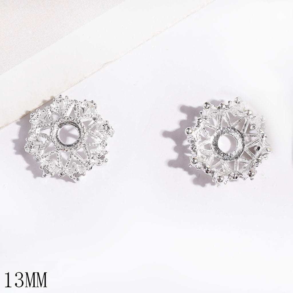 Alloy Bead Cages Hollowed Eight Pointed Star, Bead Cap, 13MM Silver (They Fit 12MM Beads)