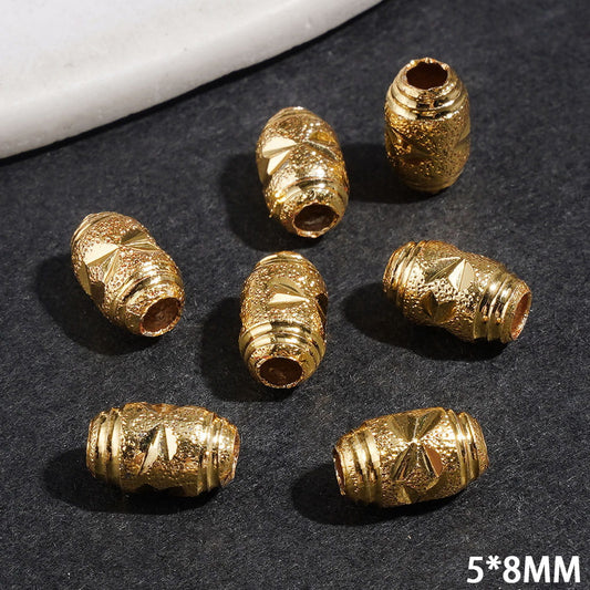 Charming Butterfly Knife-Carved Barrel-Shaped Metal Spacer Beads, Jewelry Accessories 5*8MM, Gold